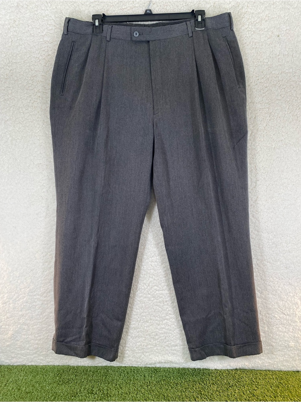 Louis Raphael "LR2" Dress Pants Mens 42x29 Pleated Cuffed Grey